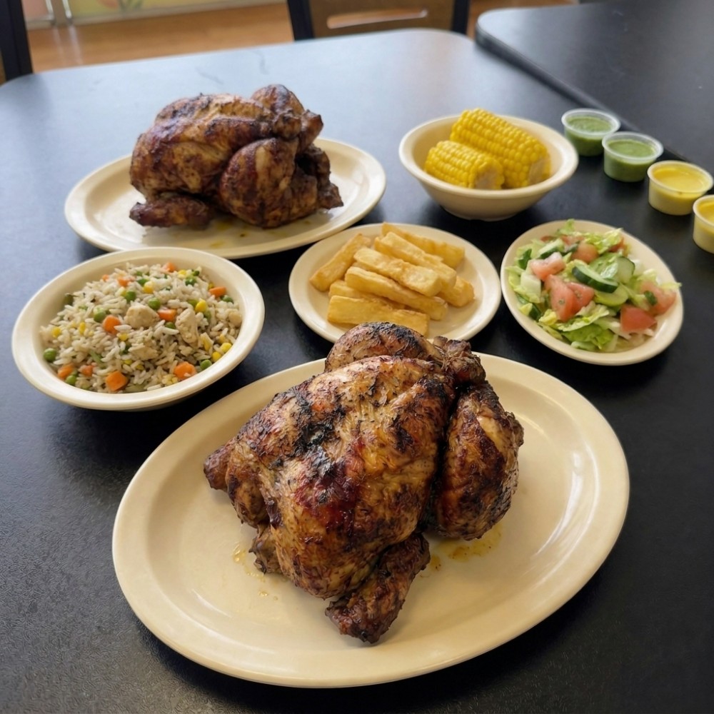 2 Whole Chickens with 4 Sides