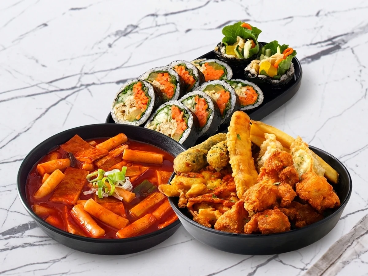 Gimbap + Tteokbokki + Assorted Fried Platter
